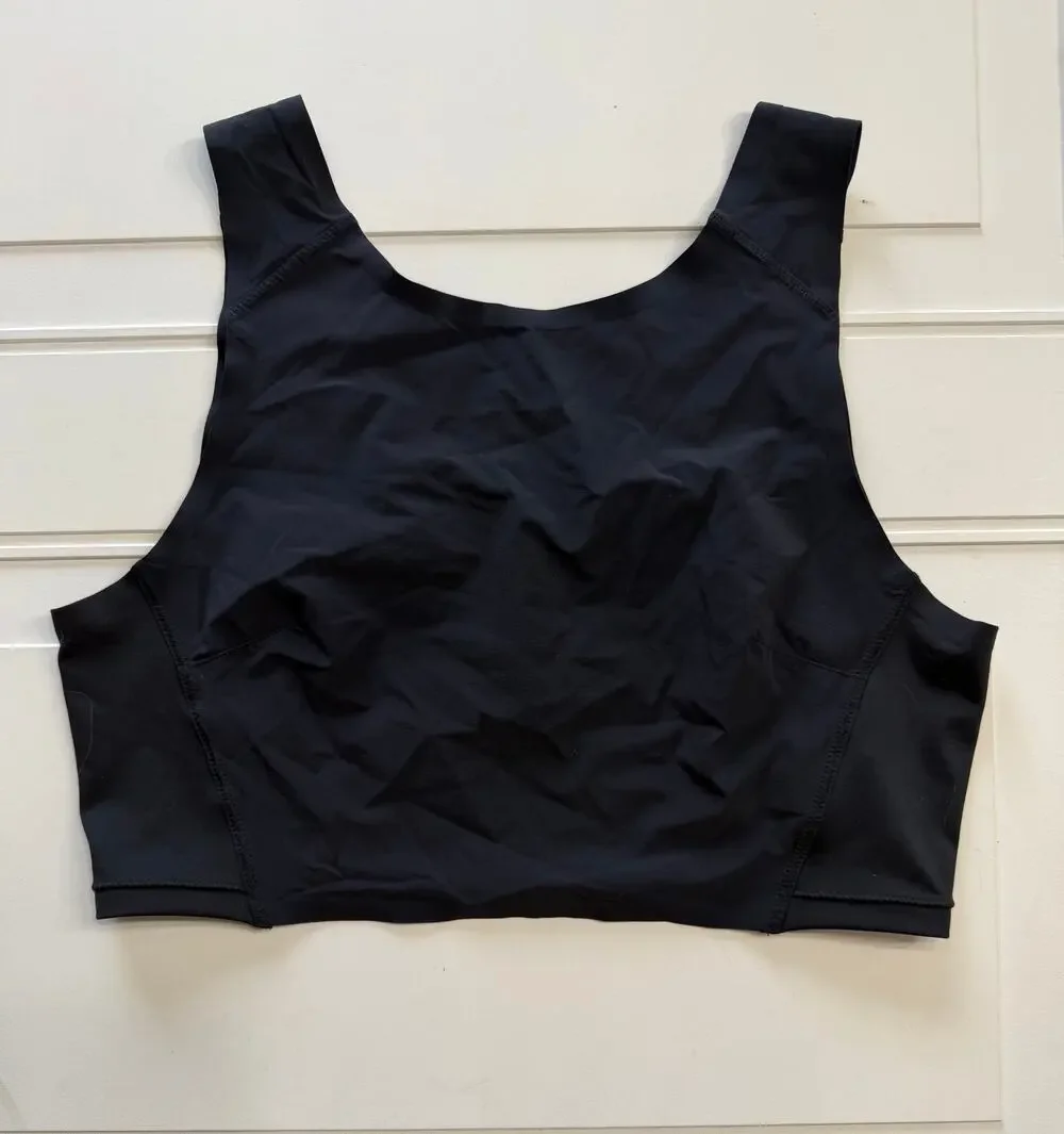 Free People FP Movement Womens Sz M Black Lightweight Nylon Sports Bra Crop Top
